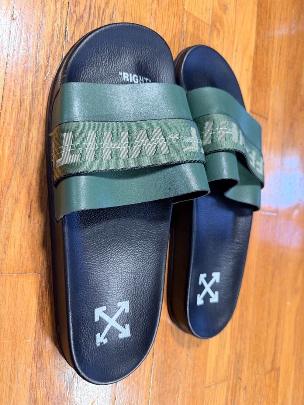 Off-White Industrial Belt Slides Green Black Men’s EU 44 US 11 Sandals